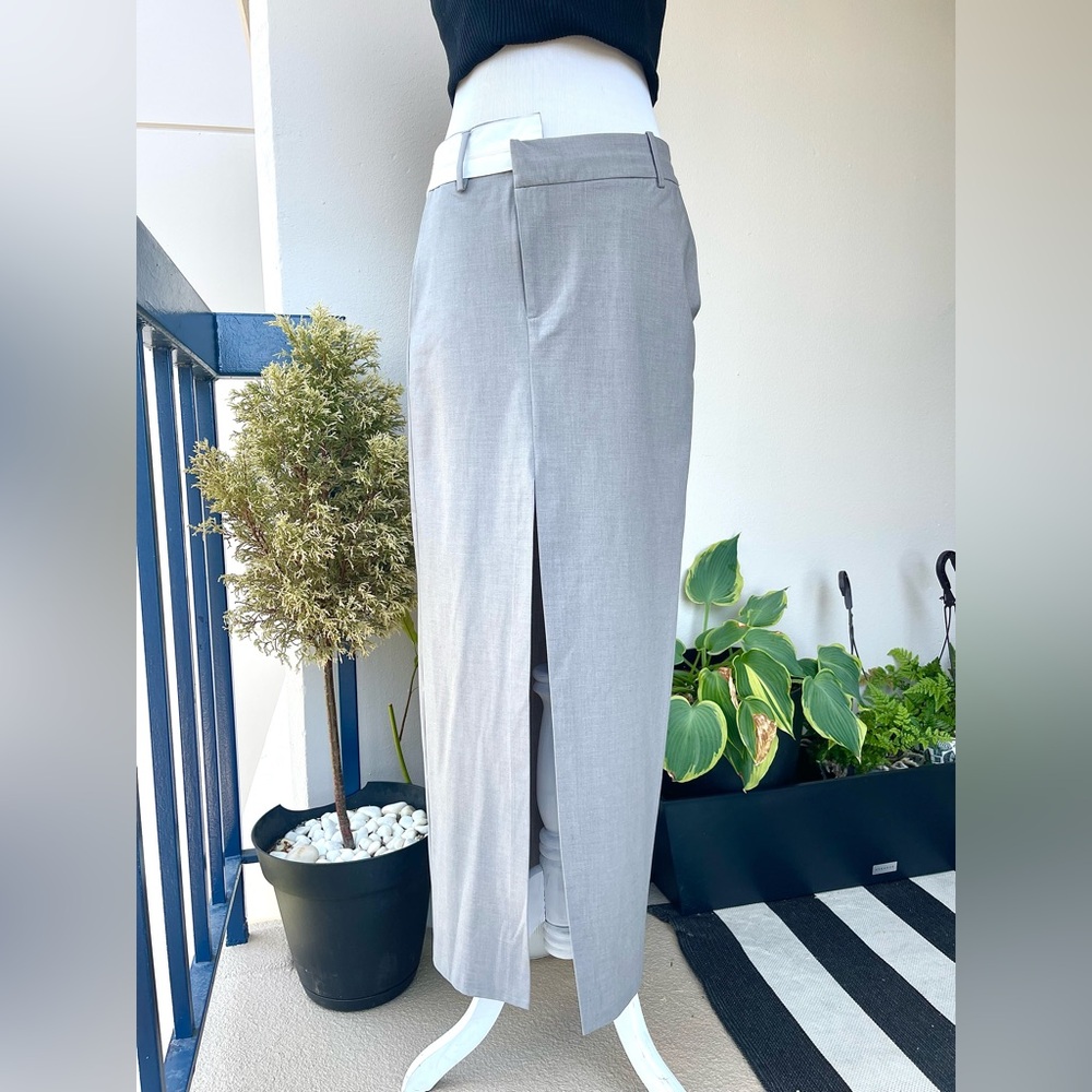 🌿 Zara Maxi Skirt with Front Slit and Asymmetric Waist in Grey, M